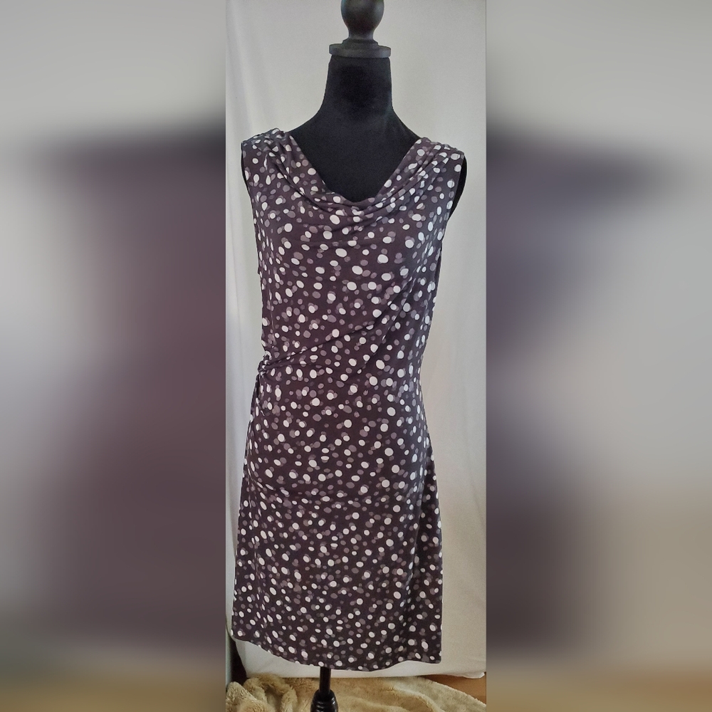 LOFT Black and White Midi Dress Classic Style